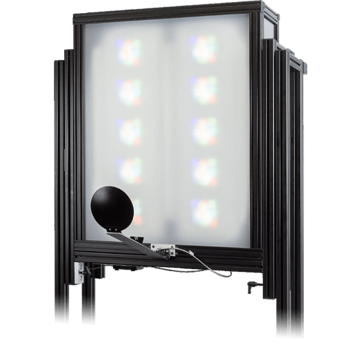 The iQ-Flatlight uses 10 iQ-LED modules to create a larger light source for illuminating reflective targets. iQ-Flatlight