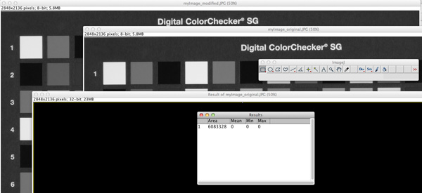 ImageJ compare result